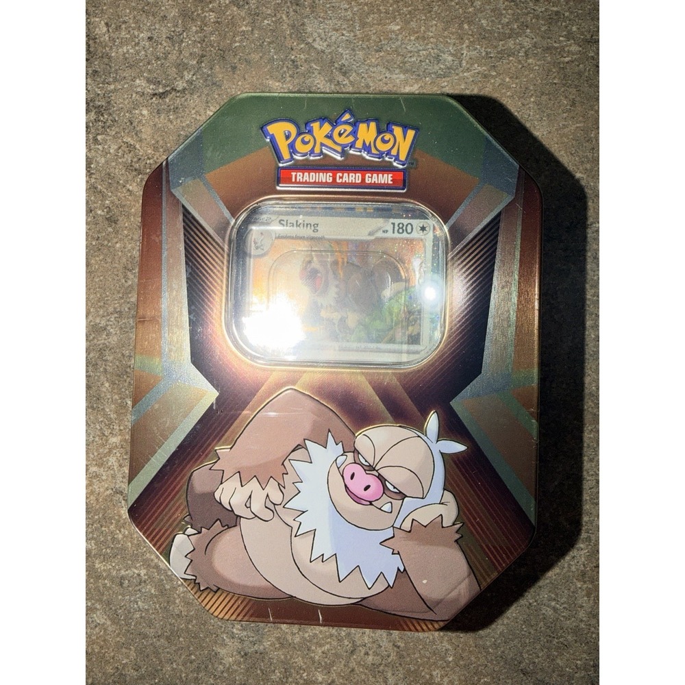 Pokémon TCG Triple Whammy Dragon Back SLAKING Collector Tin With 3 Booster Packs